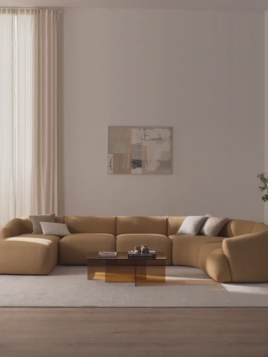 Modern Big Köşe Koltuk Bej Bukle