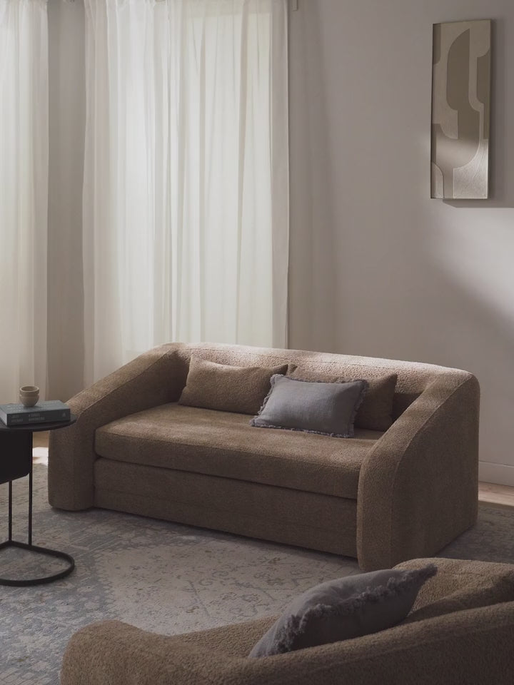 Fara Yataklı İkili Koltuk Bej Teddy