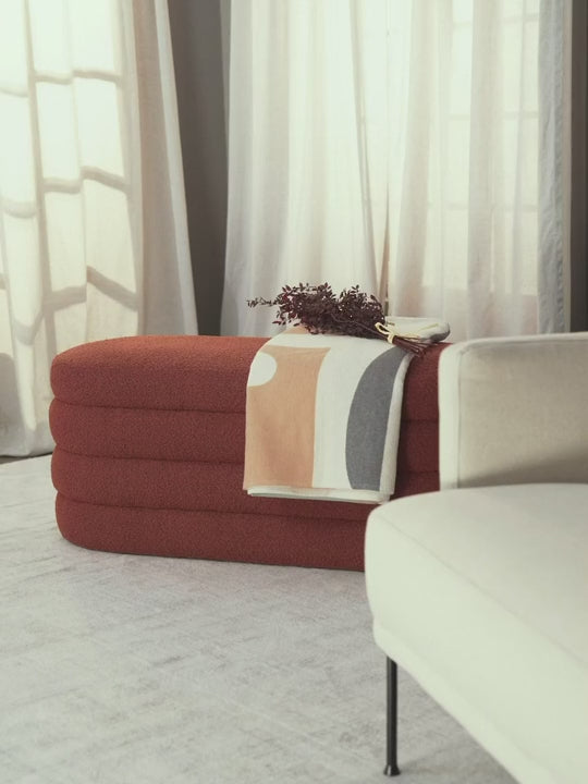 Beko Elips Puf Şarap Kırmızısı Bukle