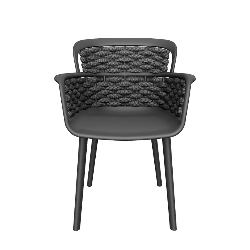 Eva P Polipropilen Sandalye Siyah Gri Örgülü