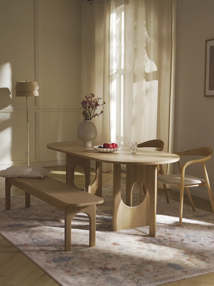 Love Oval Ahşap Yemek Masası Meşe