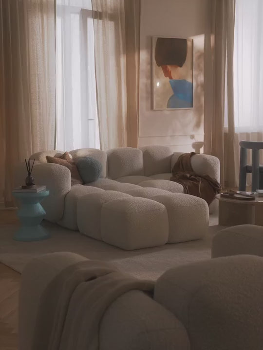 Bom Köşe Koltuk Kırık Beyaz Bukle