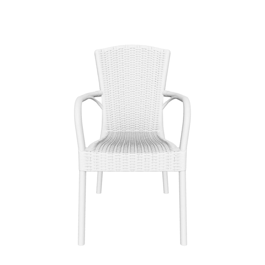 Royal Rattan Görünümlü Polipropilen Sandalye Beyaz