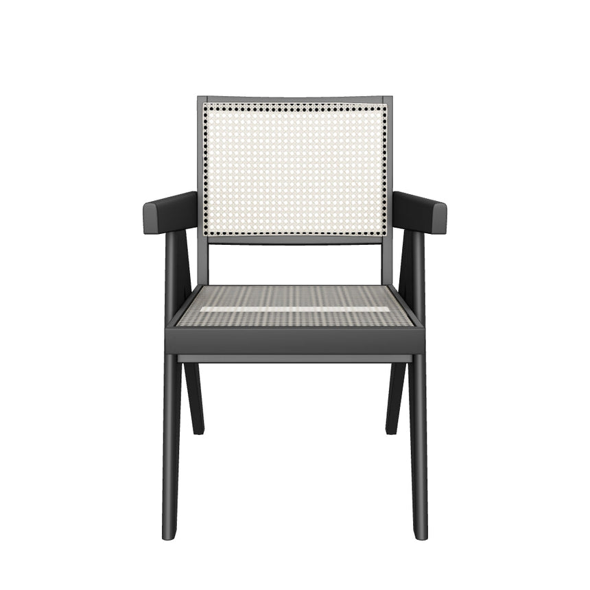 Sara Hazeran İşlemeli Kollu Ahşap Sandalye Siyah