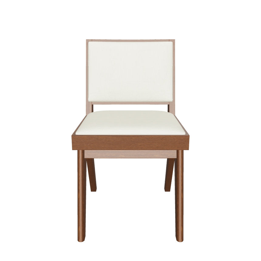 Sara Krem Minderli Ahşap Sandalye Ceviz