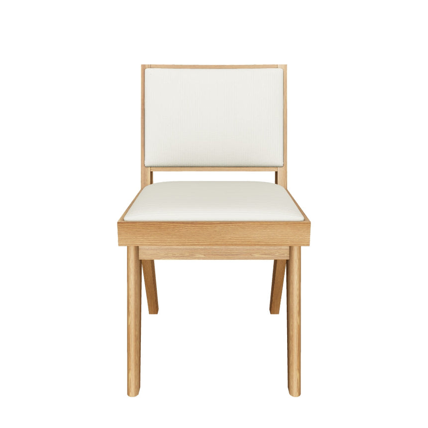 Sara Krem Minderli Ahşap Sandalye Meşe