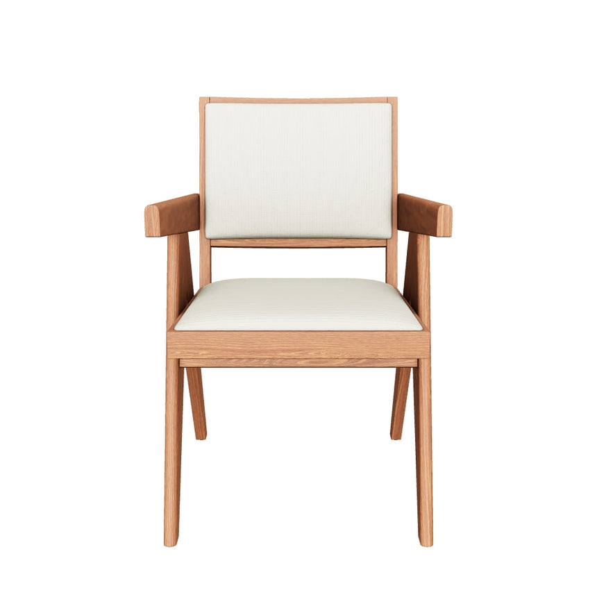 Sara Krem Minderli Kollu Ahşap Sandalye Ceviz