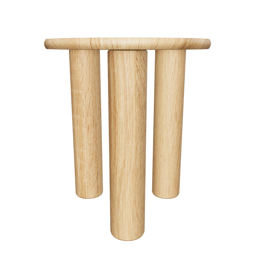 Polo Ahşap Yuvarlak Yan Sehpa Natürel