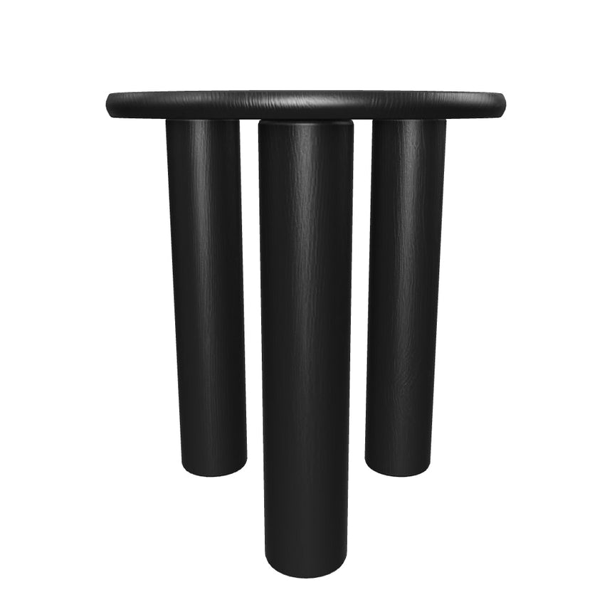 Polo Ahşap Yuvarlak Yan Sehpa Siyah