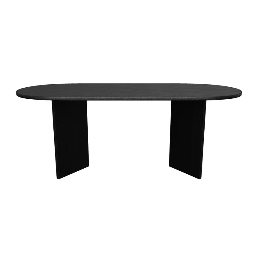 Yay Oval Ahşap Yemek Masası Siyah