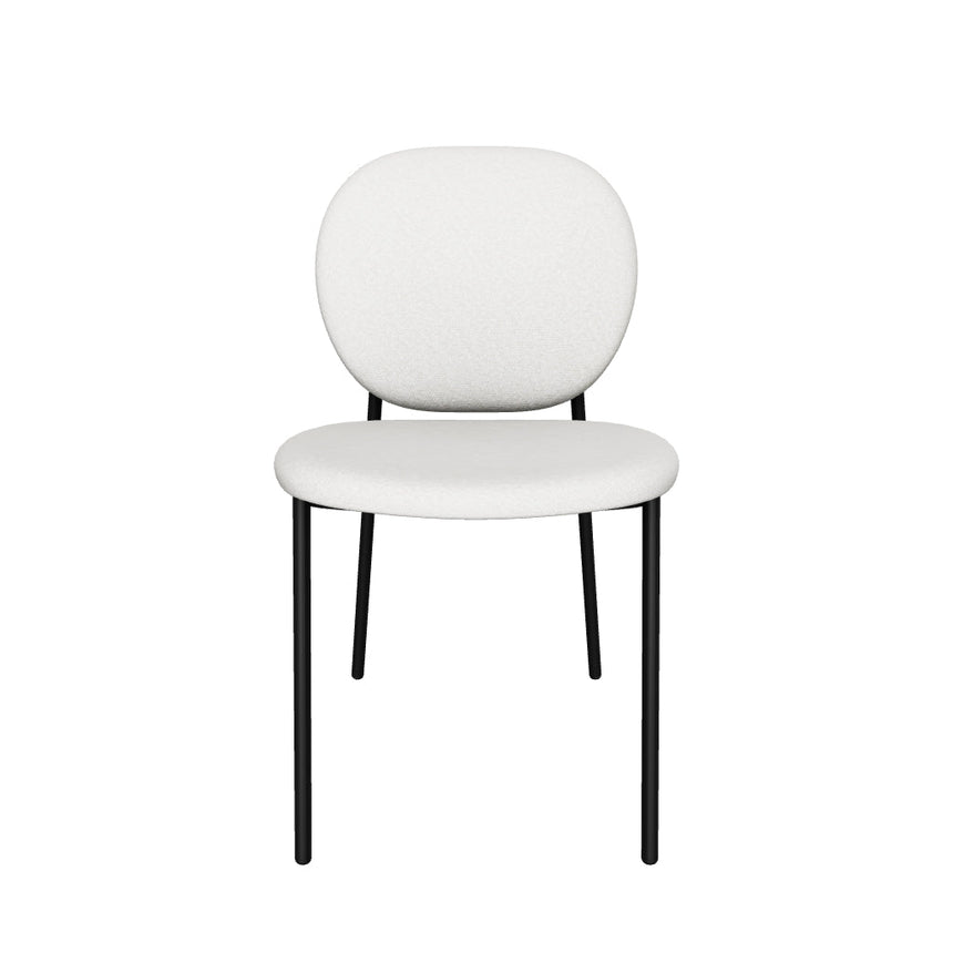 Zarif Metal Sandalye Siyah Ayak Kırık Beyaz Bukle