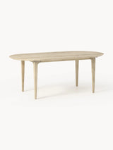 Riko Oval Ahşap Yemek Masası Beyaz Meşe