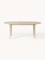 Riko Oval Ahşap Yemek Masası Beyaz Meşe