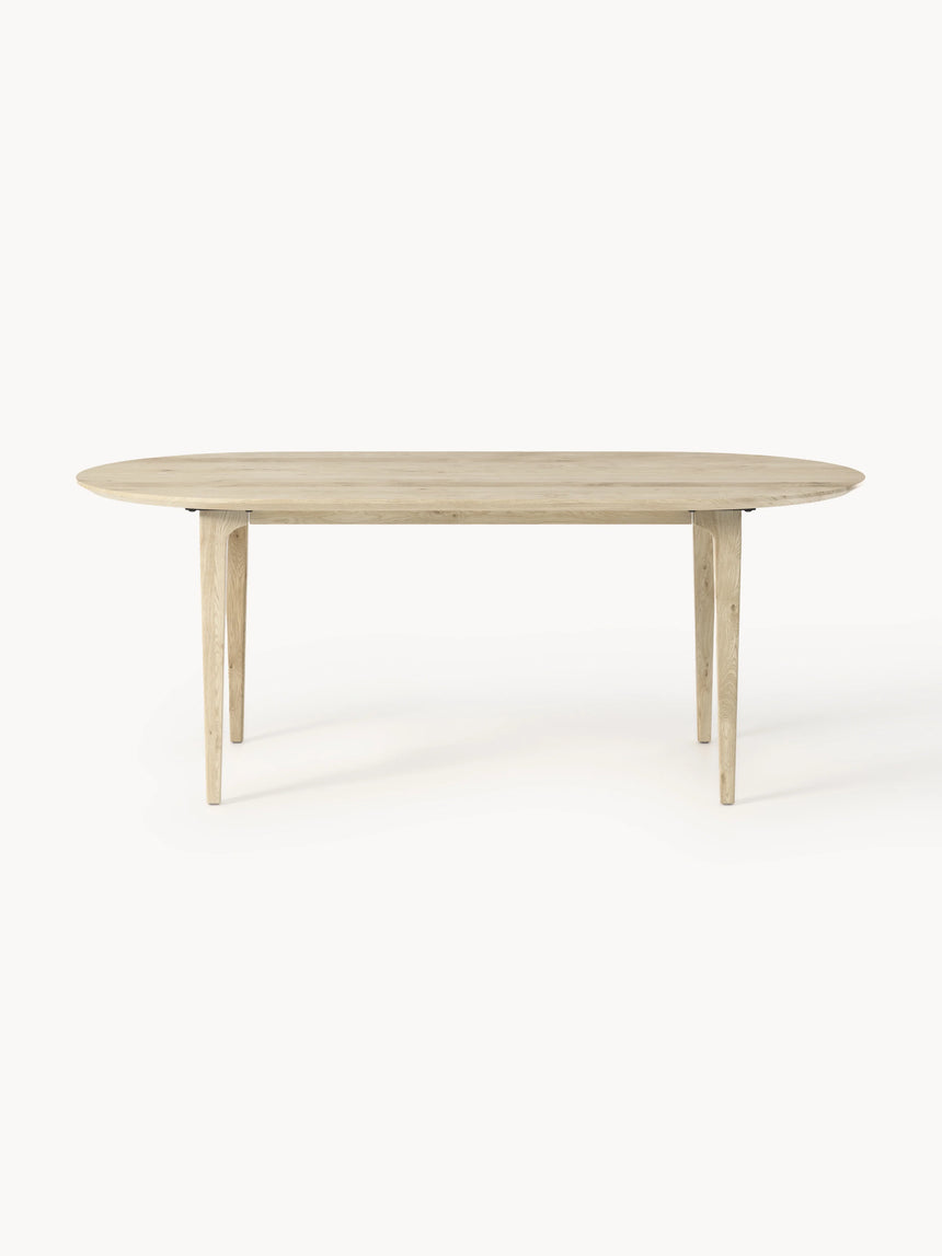Riko Oval Ahşap Yemek Masası Beyaz Meşe
