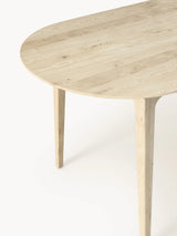 Riko Oval Ahşap Yemek Masası Beyaz Meşe