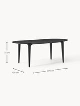 Riko Oval Ahşap Yemek Masası Siyah