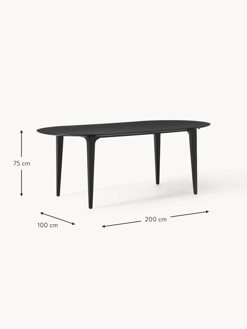 Riko Oval Ahşap Yemek Masası Siyah