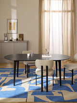 Riko Oval Ahşap Yemek Masası Siyah