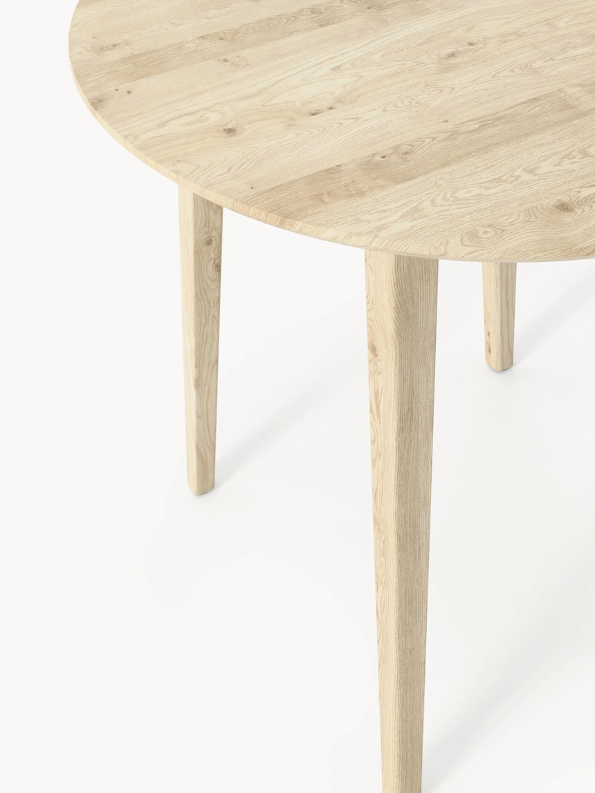 Riko Yuvarlak Ahşap Yemek Masası Beyaz Meşe