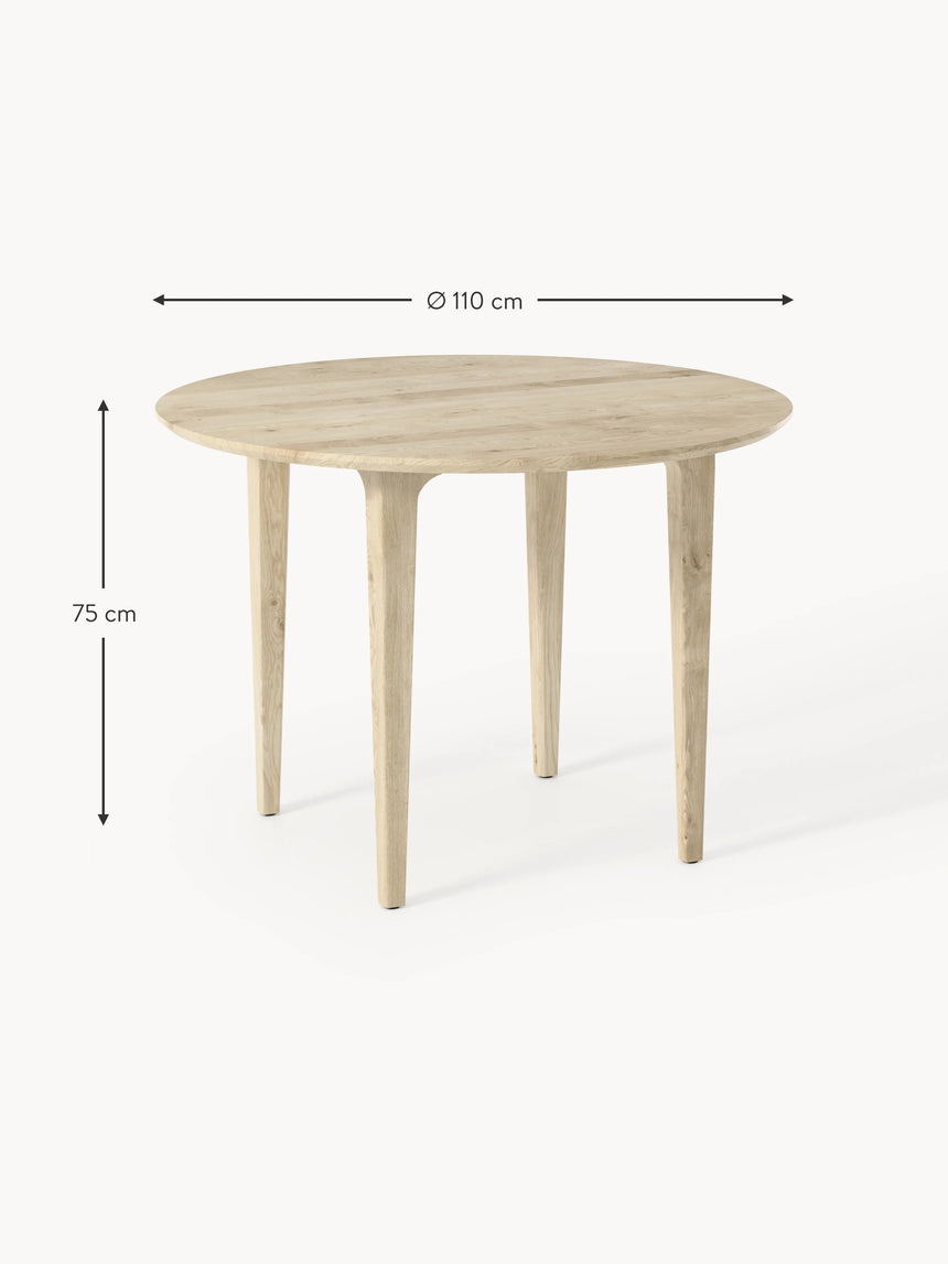 Riko Yuvarlak Ahşap Yemek Masası Beyaz Meşe