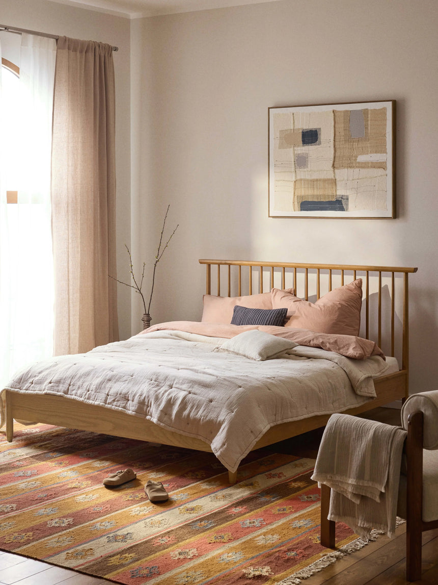 Roma Çift Kişilik Ahşap Karyola Meşe