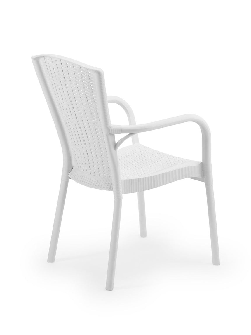 Royal Rattan Görünümlü Polipropilen Sandalye Beyaz
