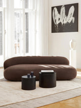 Saba Ahşap Yuvarlak Orta Sehpa Seti İkili Siyah