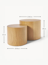 Saba Ahşap Yuvarlak Orta Sehpa Seti İkili Dışbudak