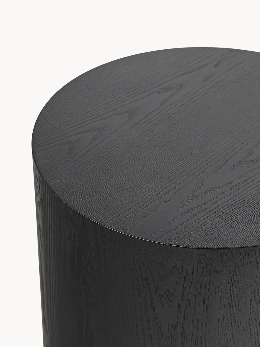 Saba Ahşap Yuvarlak Orta Sehpa Seti İkili Siyah