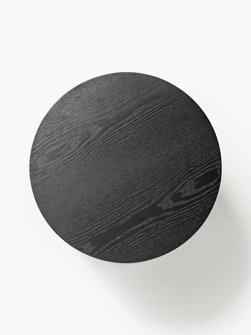 Saba Ahşap Yuvarlak Orta Sehpa Seti İkili Siyah