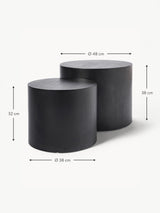 Saba Ahşap Yuvarlak Orta Sehpa Seti İkili Siyah