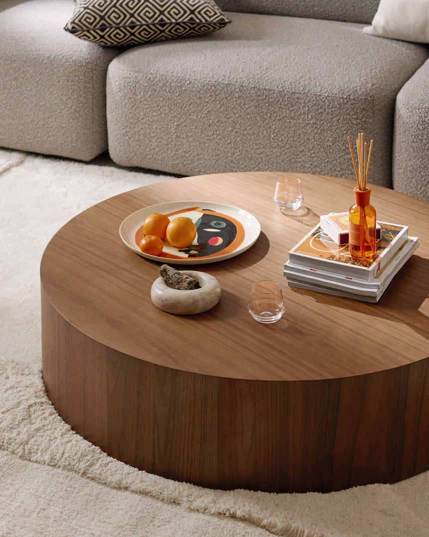 Saba Plus Ahşap Yuvarlak Orta Sehpa Ceviz