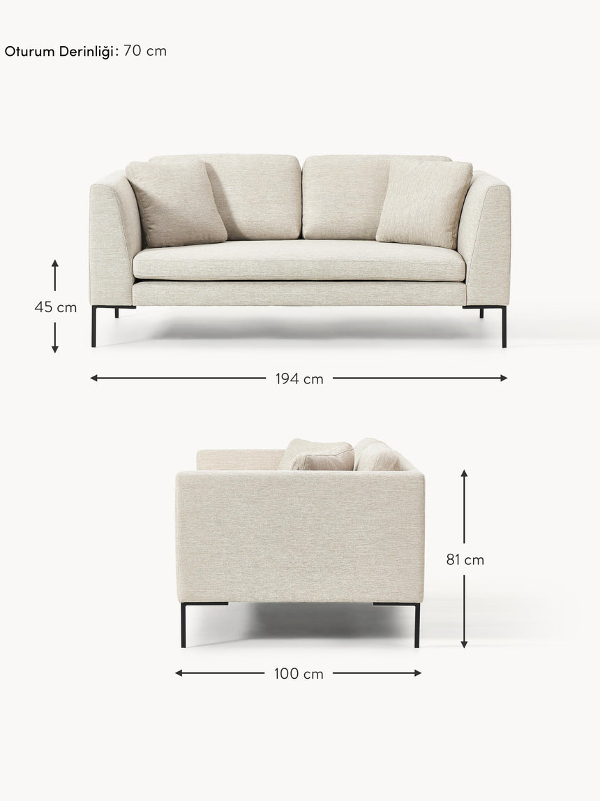 Sade İkili Koltuk Açık Bej