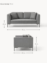 Sade İkili Koltuk Koyu Gri