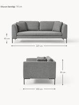 Sade Üçlü Koltuk Koyu Gri