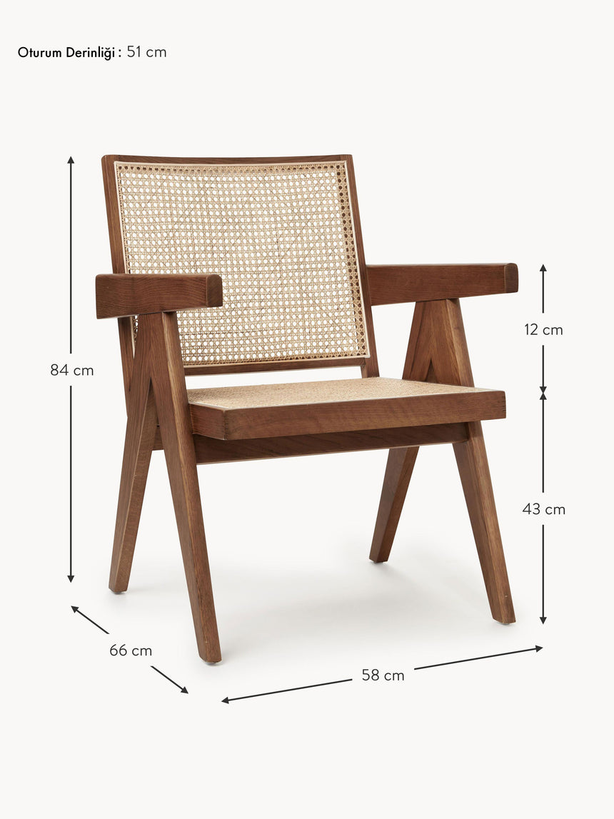 Sara Hazeran İşlemeli Ahşap Koltuk Ceviz