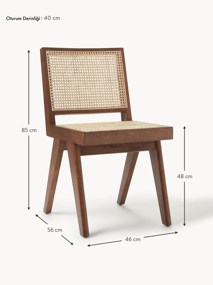Sara Hazeran İşlemeli Ahşap Sandalye Ceviz