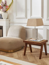 Sara Hazeran İşlemeli Ahşap Tabure Ceviz