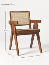 Sara Hazeran İşlemeli Kollu Ahşap Sandalye Ceviz