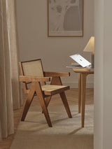 Sara Hazeran İşlemeli Kollu Ahşap Sandalye Koyu Meşe