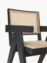 Sara Hazeran İşlemeli Kollu Ahşap Sandalye Siyah