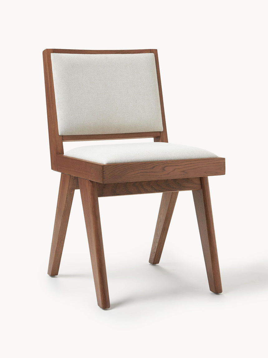 Sara Krem Minderli Ahşap Sandalye Ceviz