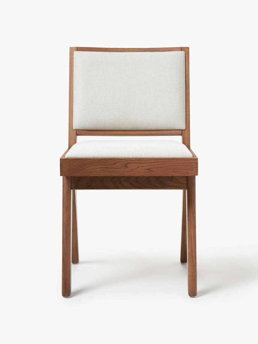 Sara Krem Minderli Ahşap Sandalye Ceviz