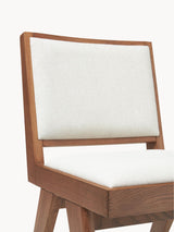 Sara Krem Minderli Ahşap Sandalye Ceviz