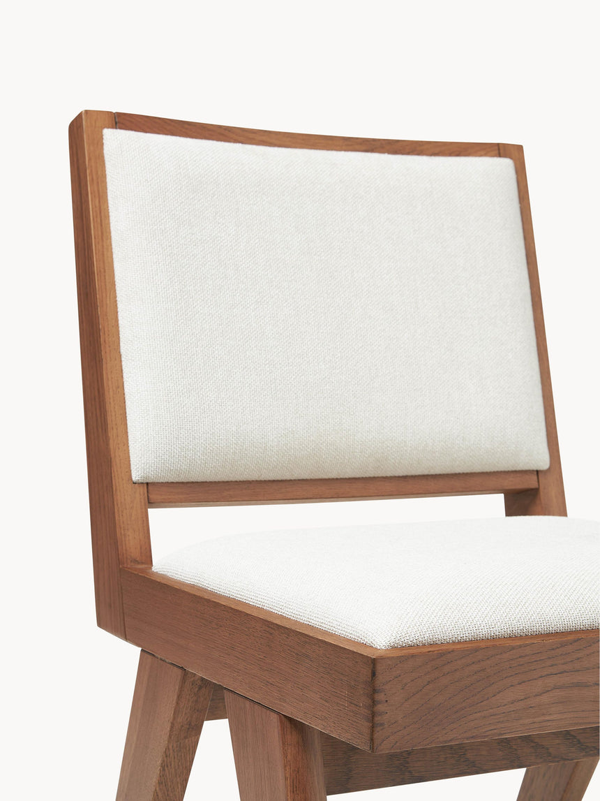 Sara Krem Minderli Ahşap Sandalye Ceviz