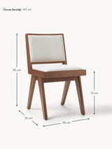 Sara Krem Minderli Ahşap Sandalye Ceviz