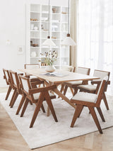 Sara Krem Minderli Ahşap Sandalye Ceviz