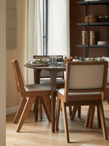 Sara Krem Minderli Ahşap Sandalye Ceviz