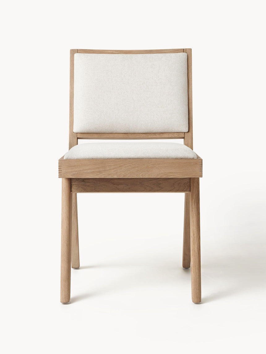 Sara Krem Minderli Ahşap Sandalye Meşe