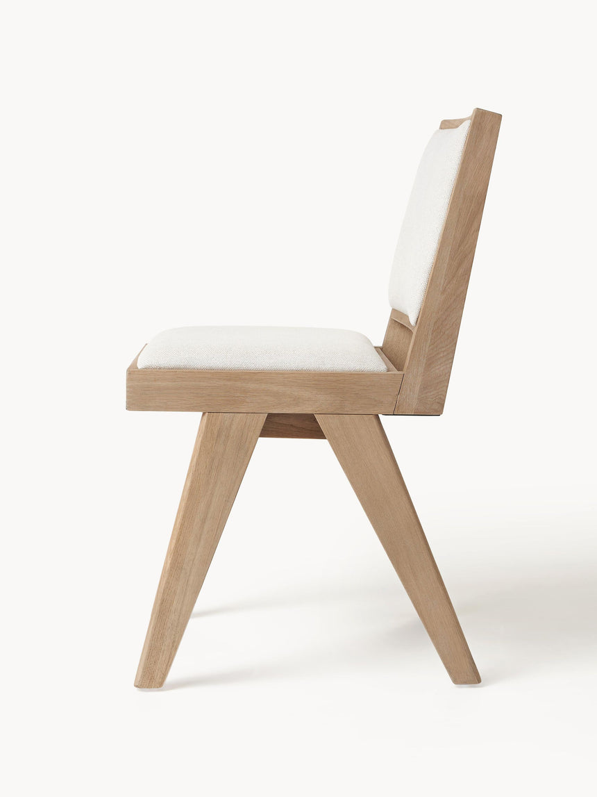 Sara Krem Minderli Ahşap Sandalye Meşe